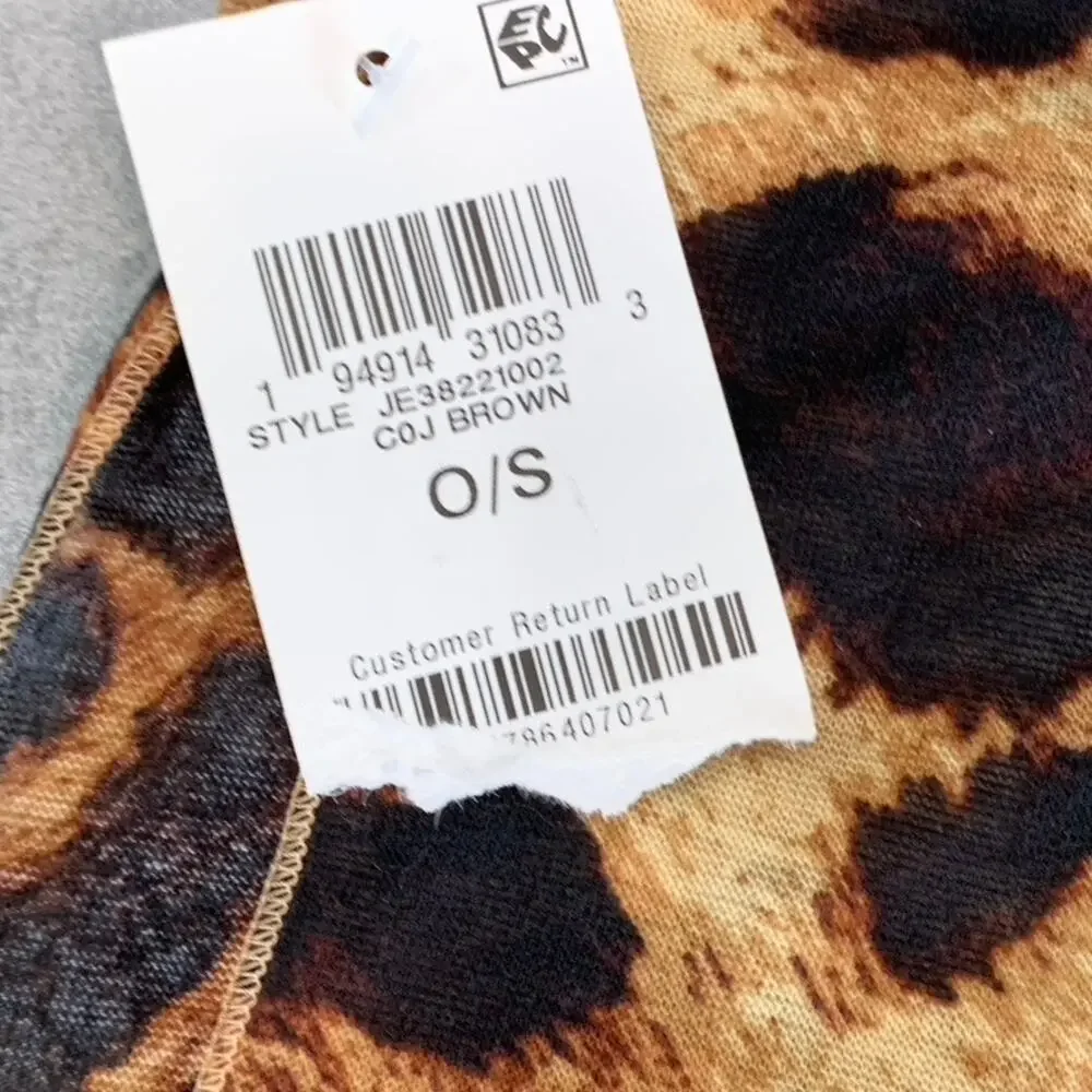 JENNI Women's Taupe Chetah-Print On Repeat Jersey Wrap Scarf SZ OS